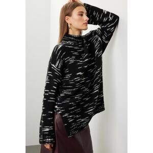 Samsoe Samsoe Celeste Mock Neck Wool Blend Oversized black sweater size M